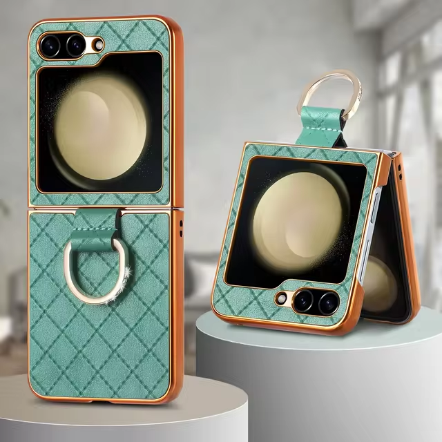 Leather Electroplating Diamond Pattern Phone Case for Samsung Galaxy Z Flip 5 