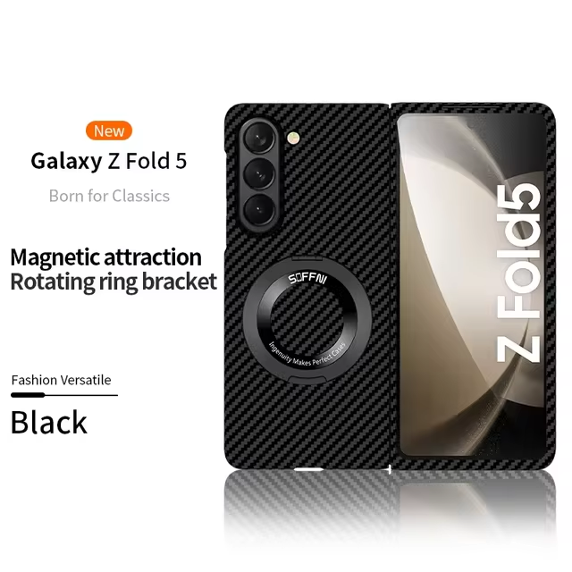 Ultra Thin Matte Carbon Fiber Wireless Charging Magnetic Ring For Samsung Galaxy Z Fold 5 4 3 