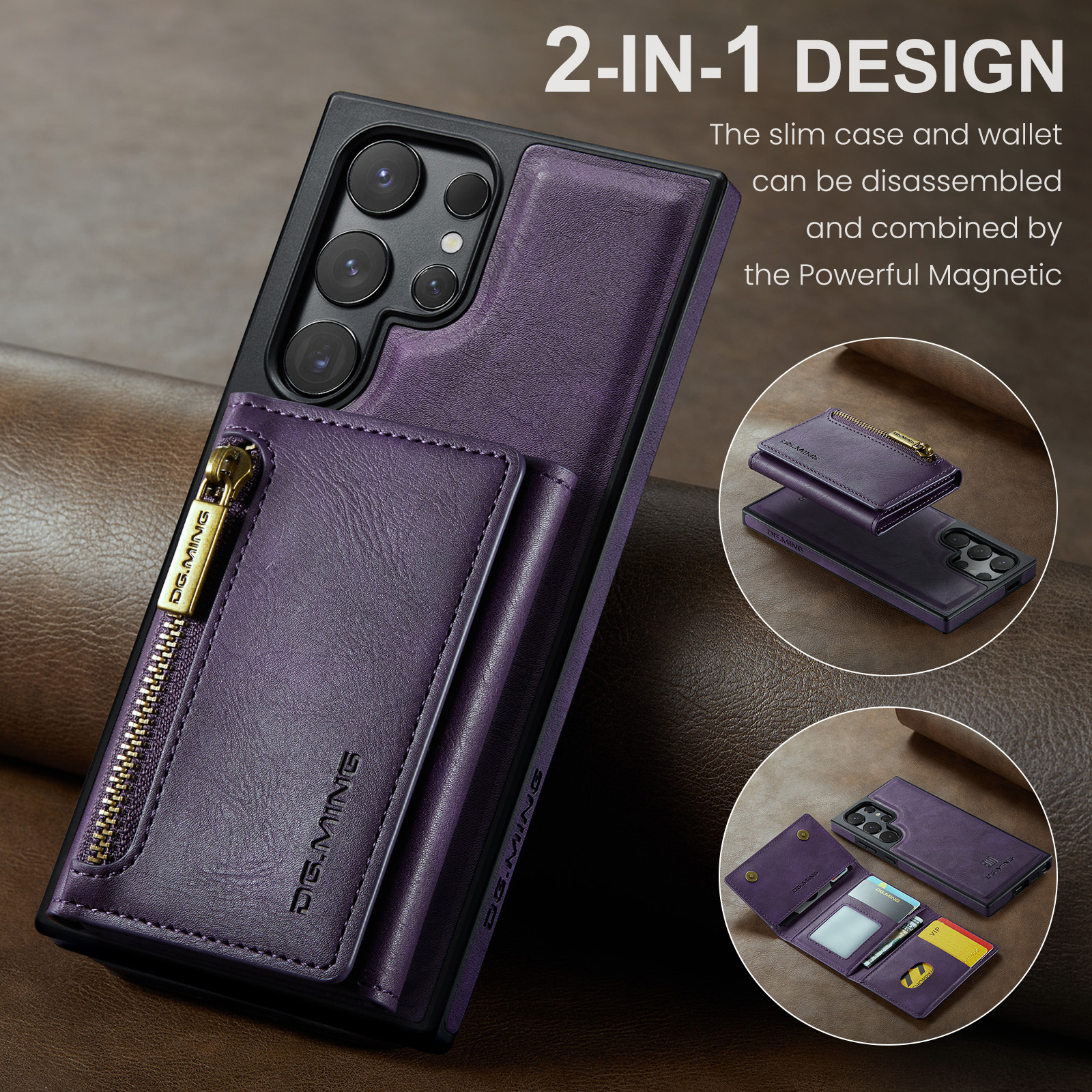 2 In 1 Detachable Magnetic Leather Wallet Phone Case For Samsung Galaxy S24/S23 Series