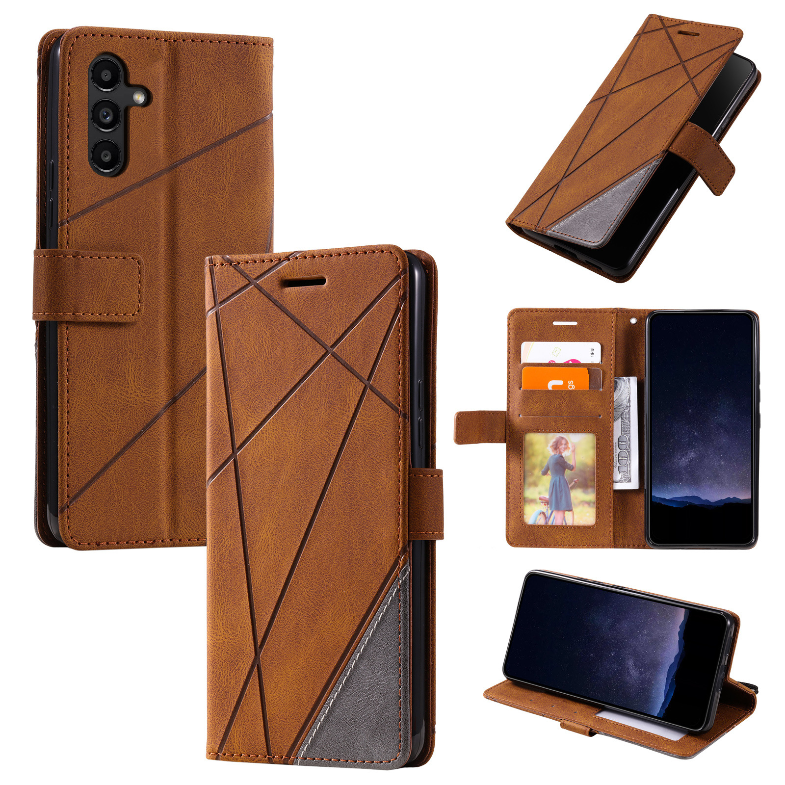 luxury Leather Stand Business Phone Holster Case For Samsung Galaxy A55 A35 A25 A15 