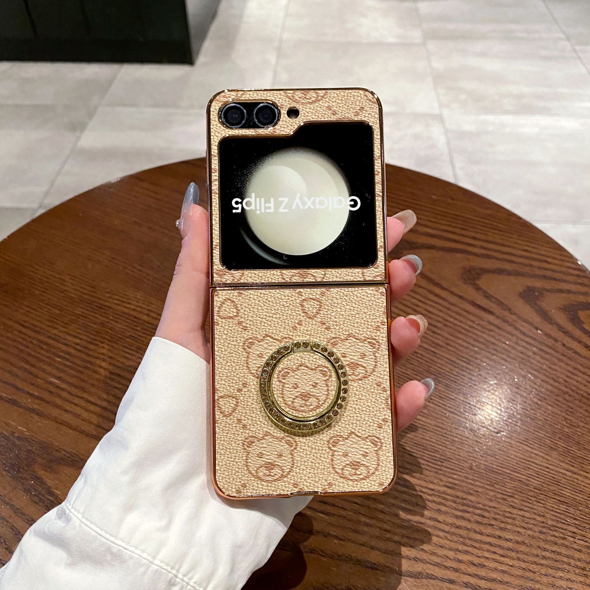 Retro Vintage Leather Pattern Phone Case for Samsung Galaxy Z Flip 5 4 3 