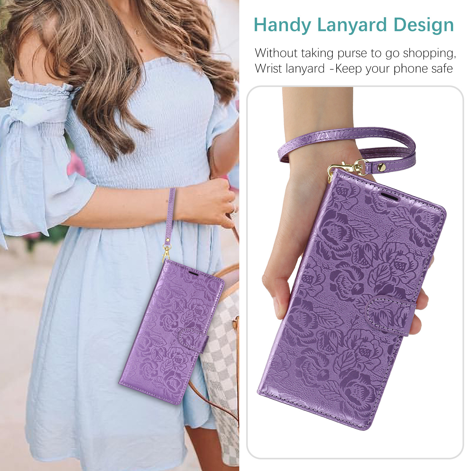 Lanyard Leather Wallet Card Phone Case for Samsung Galaxy S24 Ultra S23 Plus S22 S21