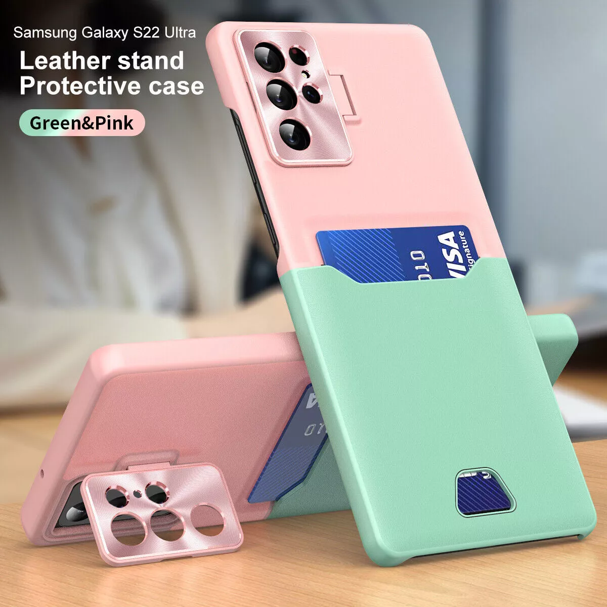 Luxury Card Holder Bracket Shockproof Case For Samsung Galaxy S23/S22 Series 