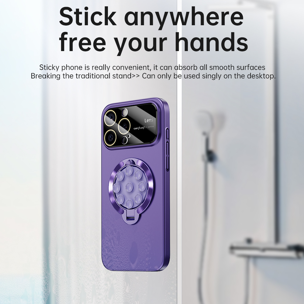 Luxury Suction Cup Holder Stand Magsafe Case for iPhone 16 15 14 13 12 Pro Max