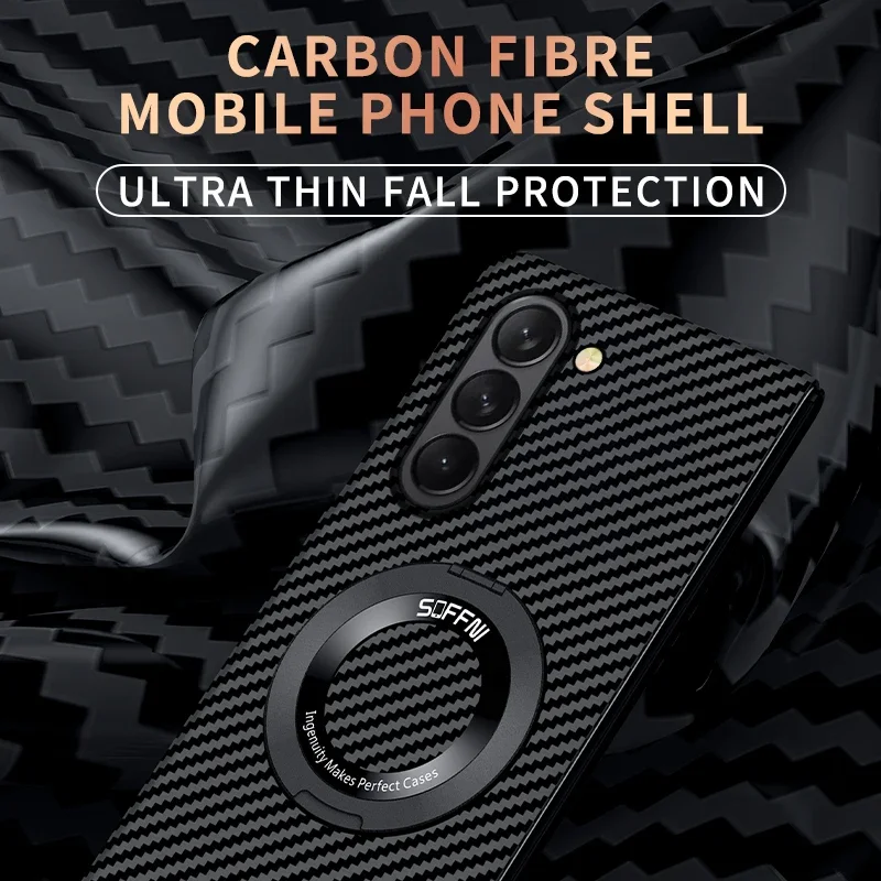 Ultra Thin Matte Carbon Fiber Wireless Charging Magnetic Ring For Samsung Galaxy Z Fold 5 4 3 