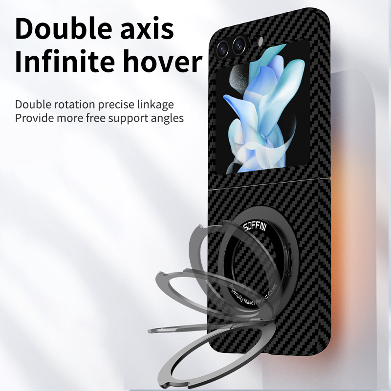 Ultra Thin Matte Carbon Fiber Wireless Charging Magnetic Ring for Samsung Galaxy Z Flip 5 4 3 