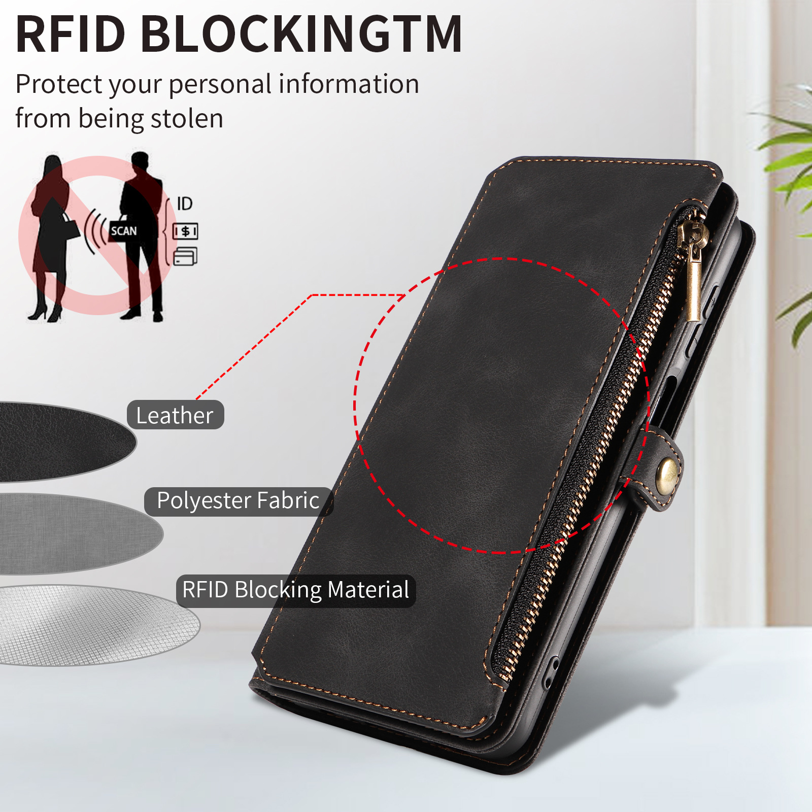 Multi-pocket Leather Wallet Case for Samsung Galaxy A55 A35 A25 A15