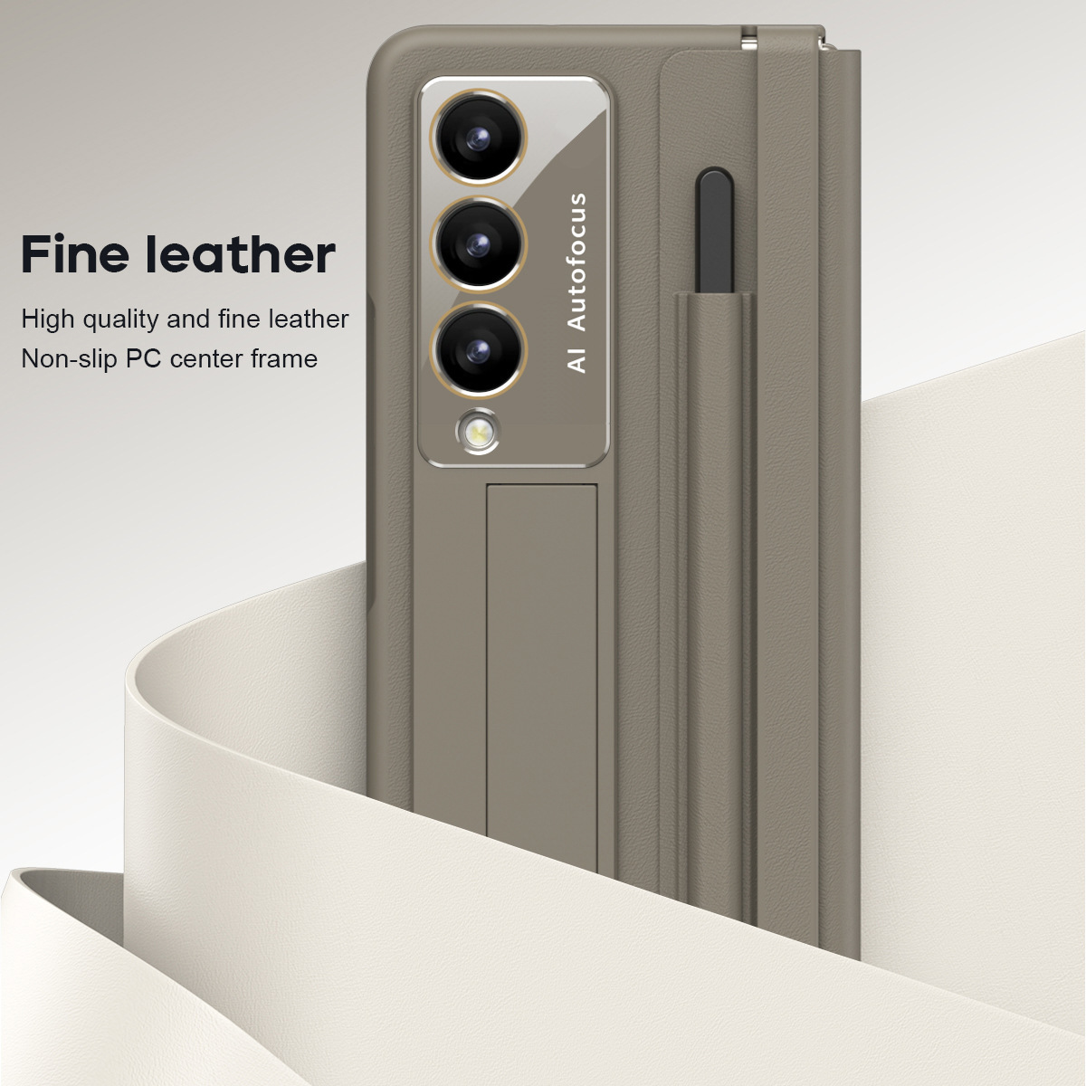 Leather Hinge With Pen Slot Stylus Phone Cases For Samsung Galaxy Z Fold 6 5 4