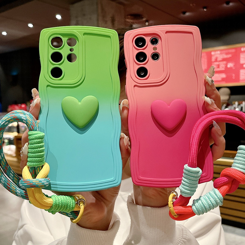 Gradient Love Wave Border Phone Case for Samsung Galaxy S24 Plus Ultra