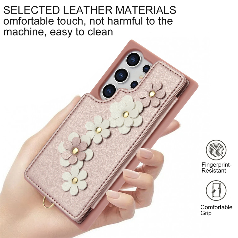 Crossbody Leather Rope Wallet Wrist Strap Phone Case for Samsung For S24 Ultra Plus