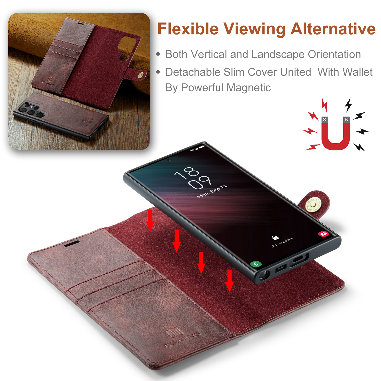 2 in 1 Detachable Wallet Case for Samsung Galaxy S24 Ultra Plus