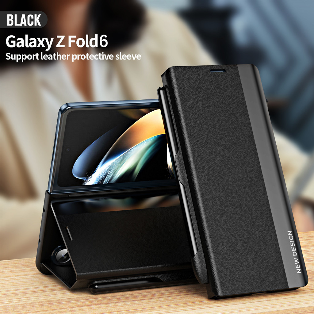 Luxury Leather Electroplating Holder Pen Slot Phone Case For Samsung Galaxy Z Fold 6 5 4 3 