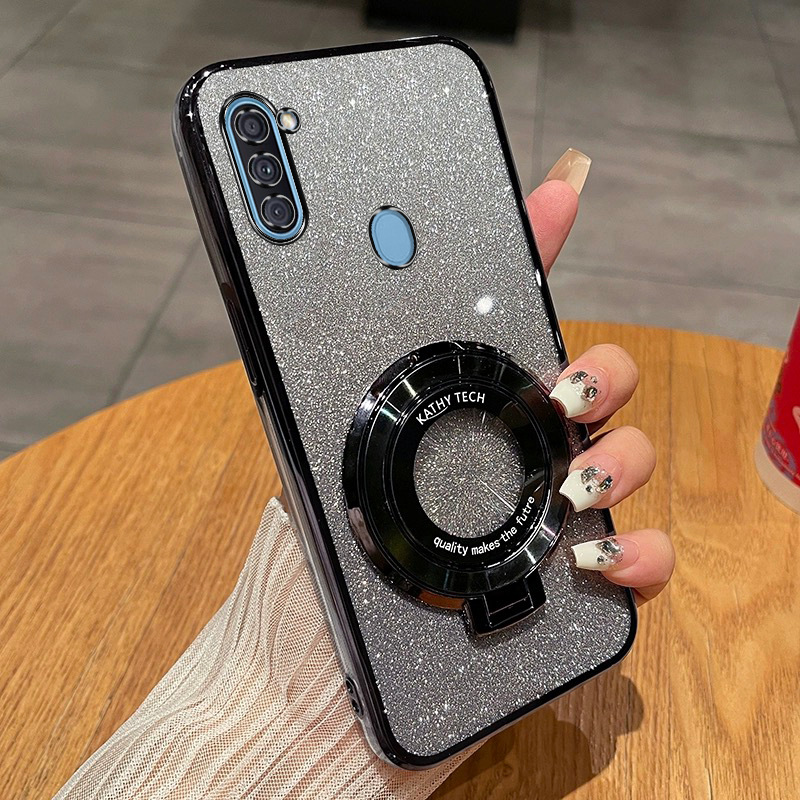 Luxury Glitter Plating Magnetic Holder Phone Case For Samsung Galaxy A11