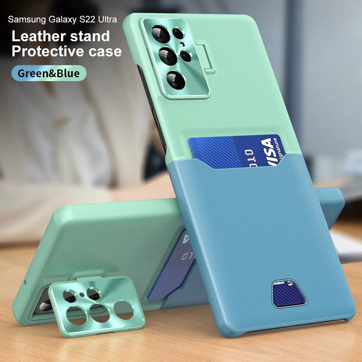Luxury Card Holder Bracket Shockproof Case For Samsung Galaxy S23/S22 Series 