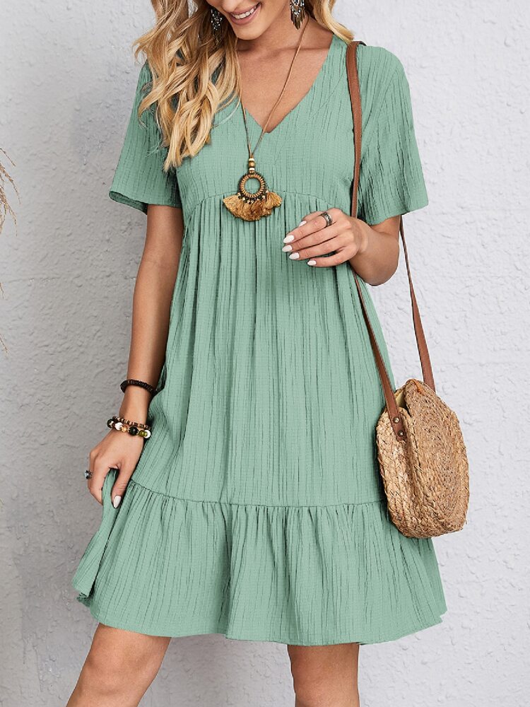 2024 Women's Popular Summer Loose Casual Short-Sleeved Belted Flowing Dress