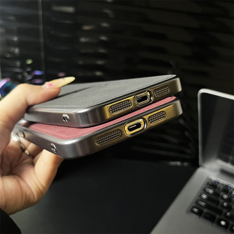 Luxury Leather Magnetic Suction Wireless Charging Phone Case For iPhone 16 15