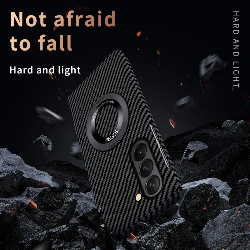 Ultra Thin Matte Carbon Fiber Wireless Charging Magnetic Ring For Samsung Galaxy Z Fold 5 4 3 