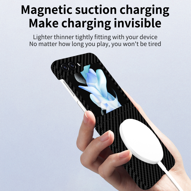 Ultra Thin Matte Carbon Fiber Wireless Charging Magnetic Ring for Samsung Galaxy Z Flip 5 4 3 