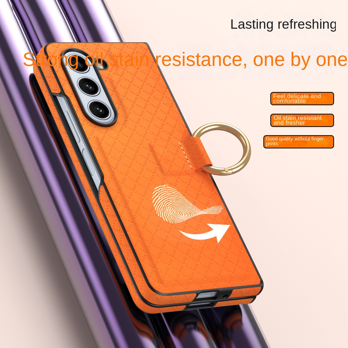 High Quality Leather Ring Phone Case for Samsung Galaxy Z Fold 5 4 3