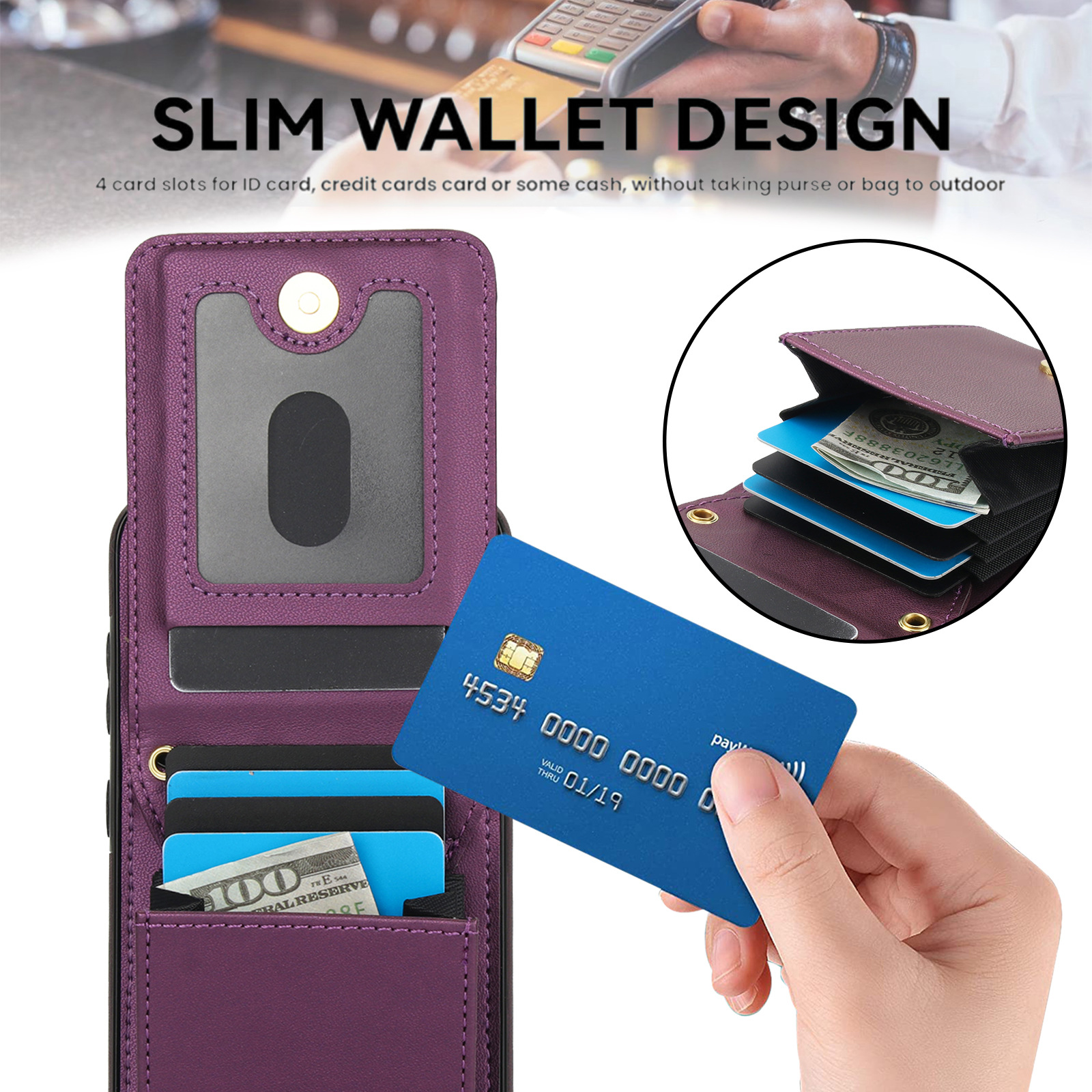 Crossbody Lanyard Leather Wallet Card Phone Case for Samsung Galaxy A55 A35 A25 A15