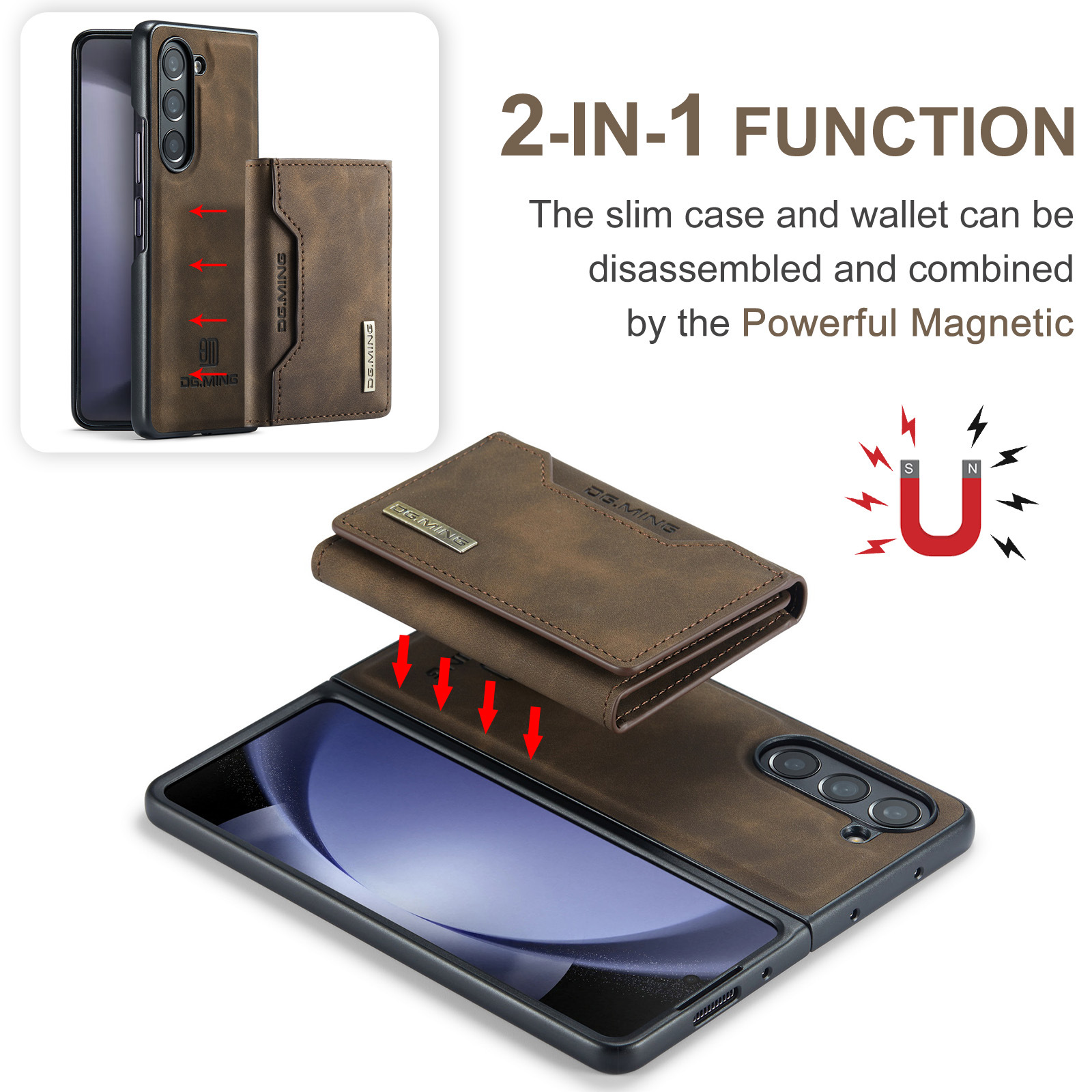 Luxury Card Holder Leather Magnetic Pocket Wallet Phone Case For Samsung Galaxy Z Fold 6 5 4 3 