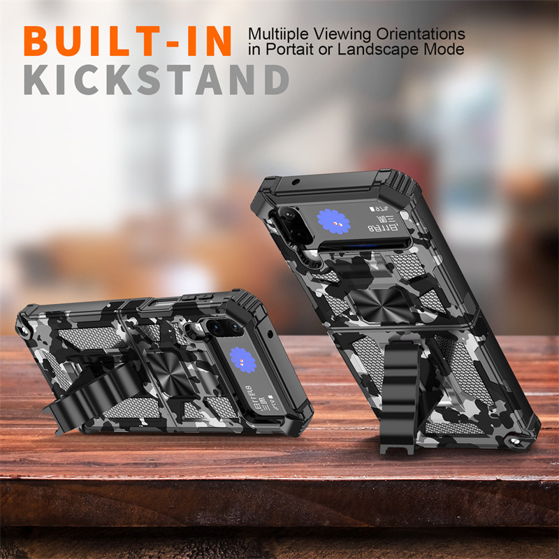 Military Camouflage Rugged Armor Shockproof Phone Case For Samsung Galaxy Z Flip 4/5