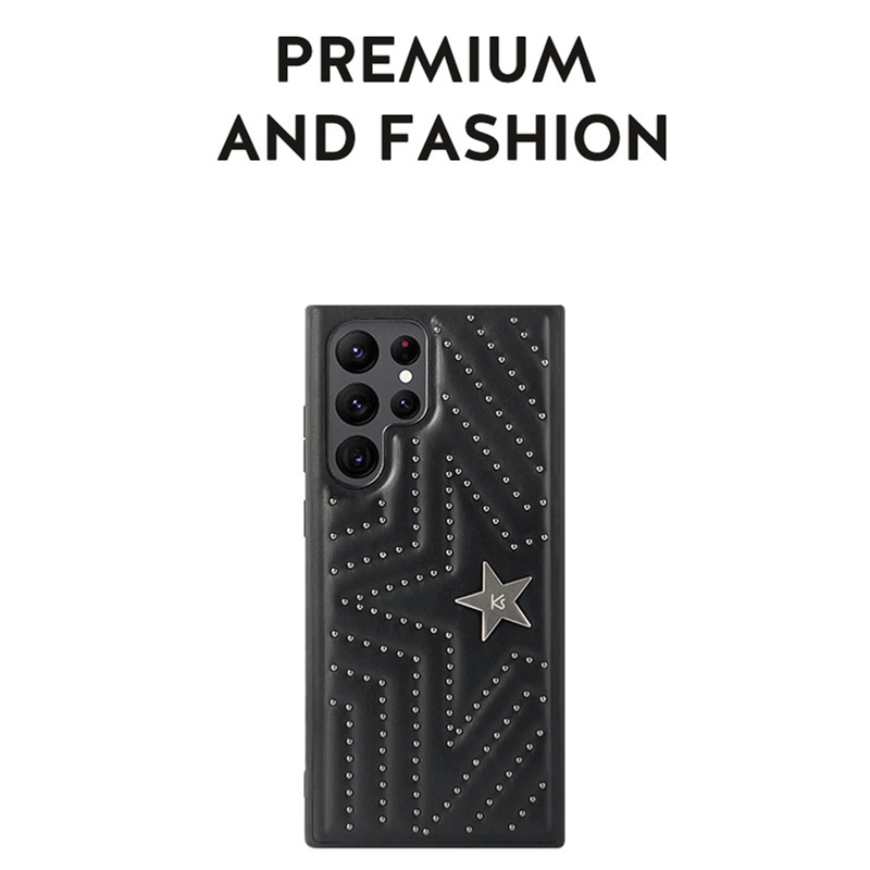Luxury Rivet Stars Fashion Punk Leather Case for Samsung Galaxy S24 Ultra Plus