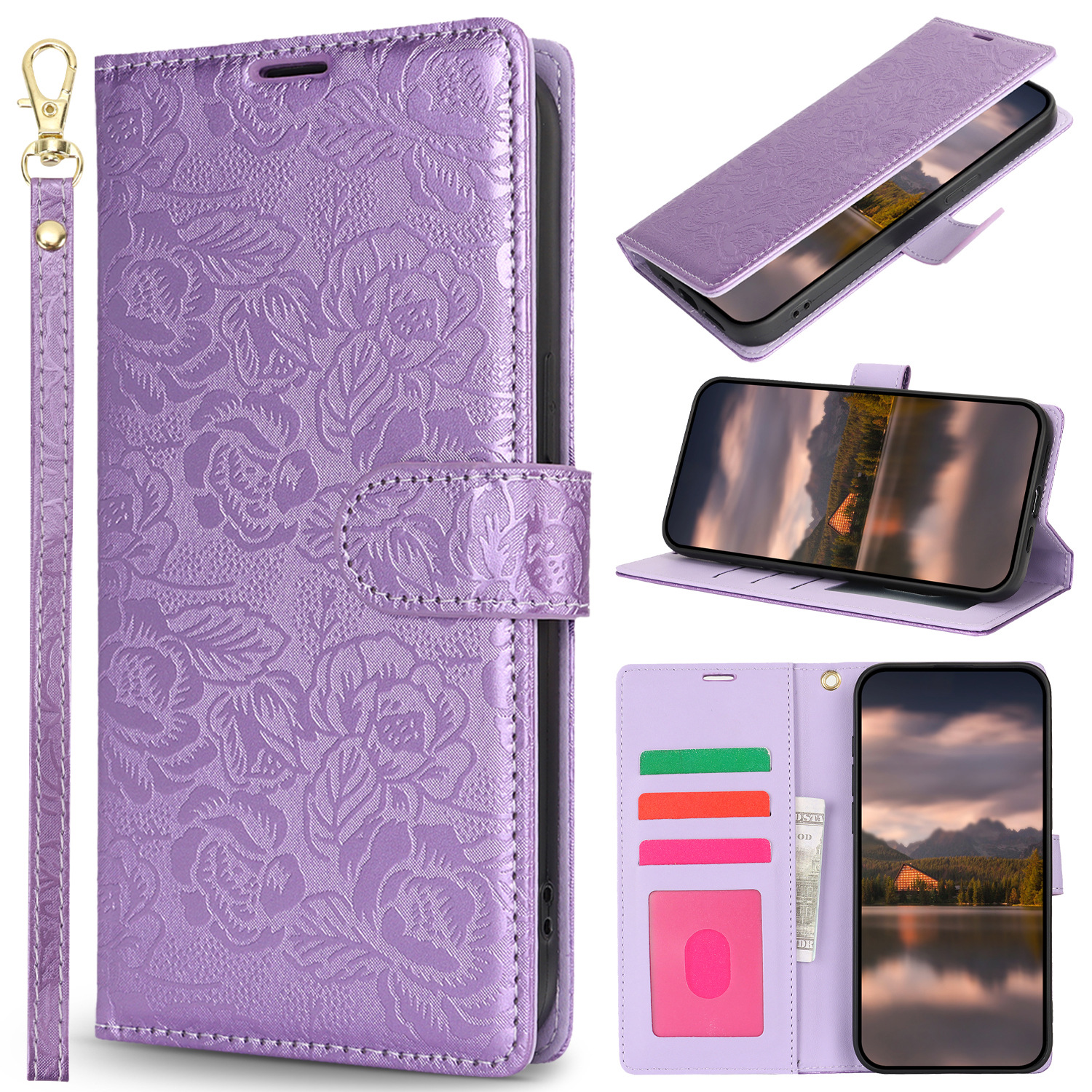 Lanyard Leather Wallet Card Phone Case for Samsung Galaxy S24 Ultra S23 Plus S22 S21