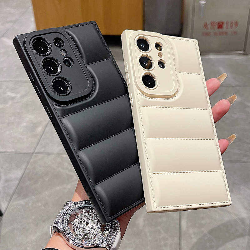 Luxury Down Jackets Air-Bags Liquid Case For Samsung Galaxy S24 Plus Ultra