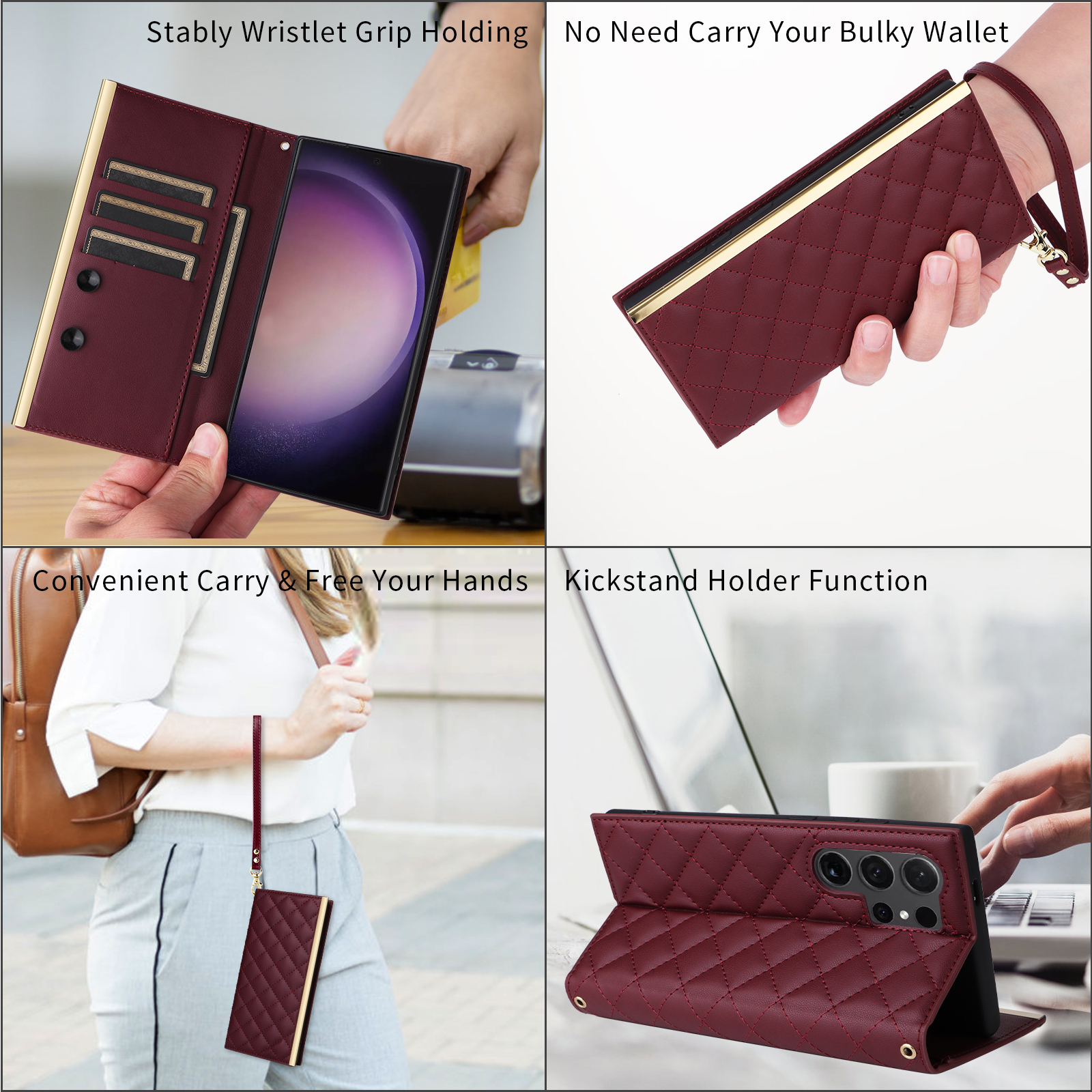 Wrist Strap Crossbody Phone Case for Samsung Galaxy S24 S23 S22 S21 Series