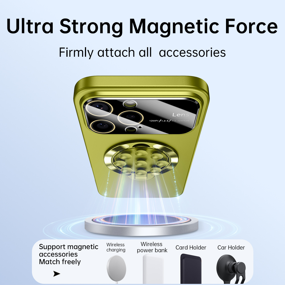 Luxury Suction Cup Holder Stand Magsafe Case for iPhone 16 15 14 13 12 Pro Max