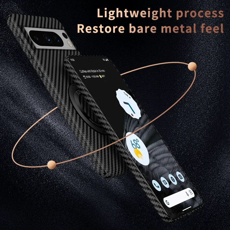 Ultra Thin Matte Carbon Fiber Wireless Charging Magnetic Ring For Google Pixel 8 7 Pro 7A
