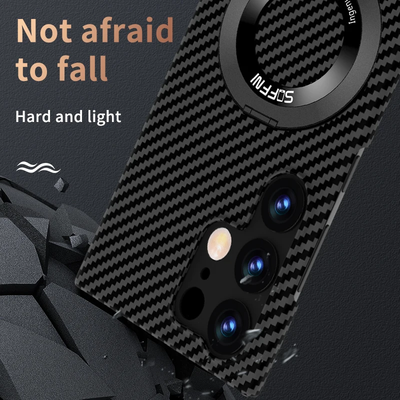 Ultra Thin Matte Carbon Fiber Wireless Charging Magnetic Ring for Samsung Galaxy S24 S23 S22 S21 Series