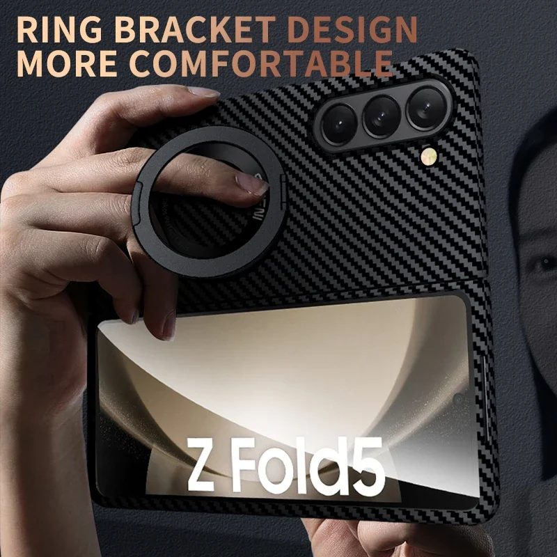 Ultra Thin Matte Carbon Fiber Wireless Charging Magnetic Ring For Samsung Galaxy Z Fold 5 4 3 