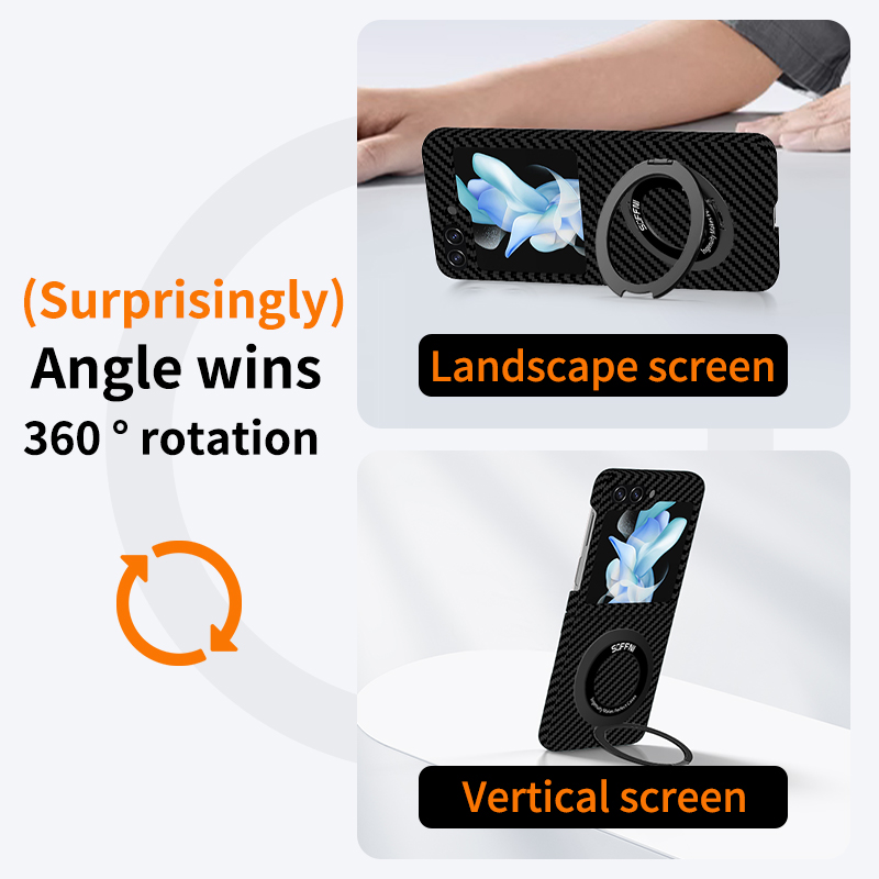 Ultra Thin Matte Carbon Fiber Wireless Charging Magnetic Ring for Samsung Galaxy Z Flip 5 4 3 