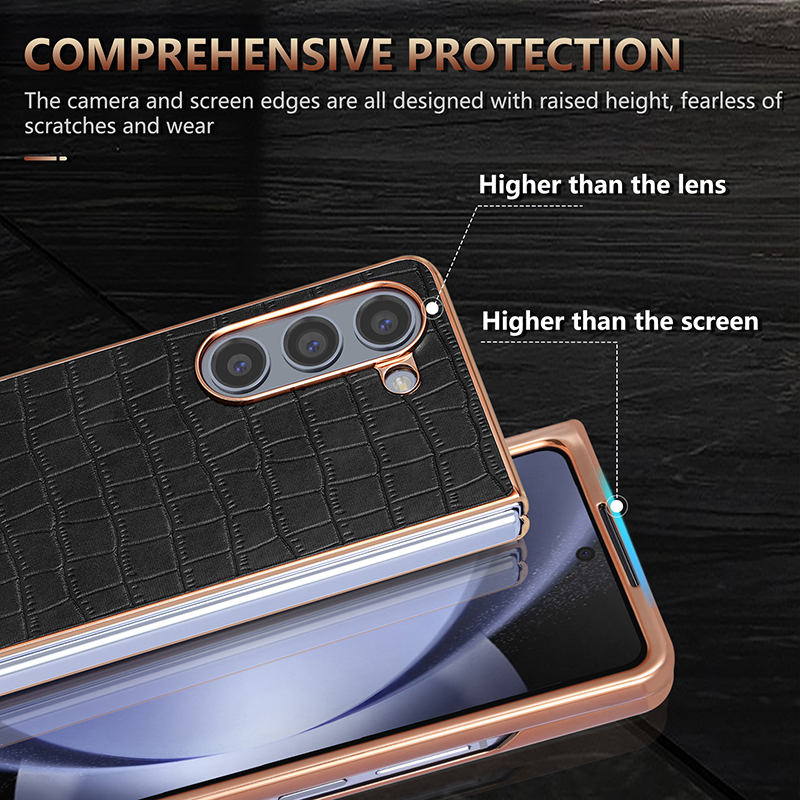 Luxury Crocodile Pattern Leather Phone Case for Samsung Galaxy Z Fold 6 5 4 3