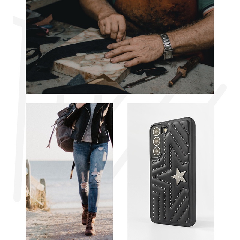 Luxury Rivet Stars Fashion Punk Leather Case for Samsung Galaxy S24 Ultra Plus