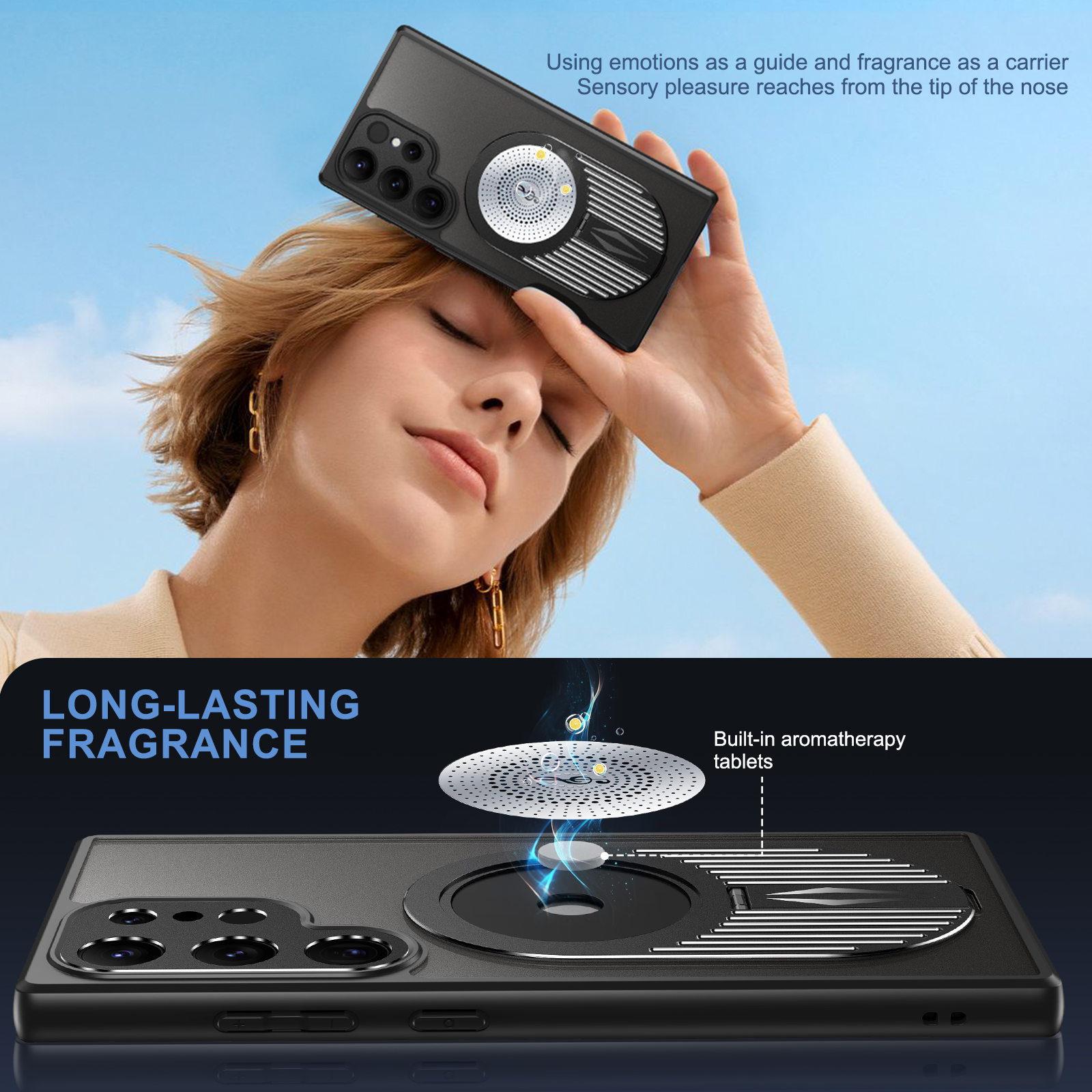Aromatherapy Heat Dissipation Magnetic Metal Stand Case For Samsung Galaxy S24 S23 S22 Ultra