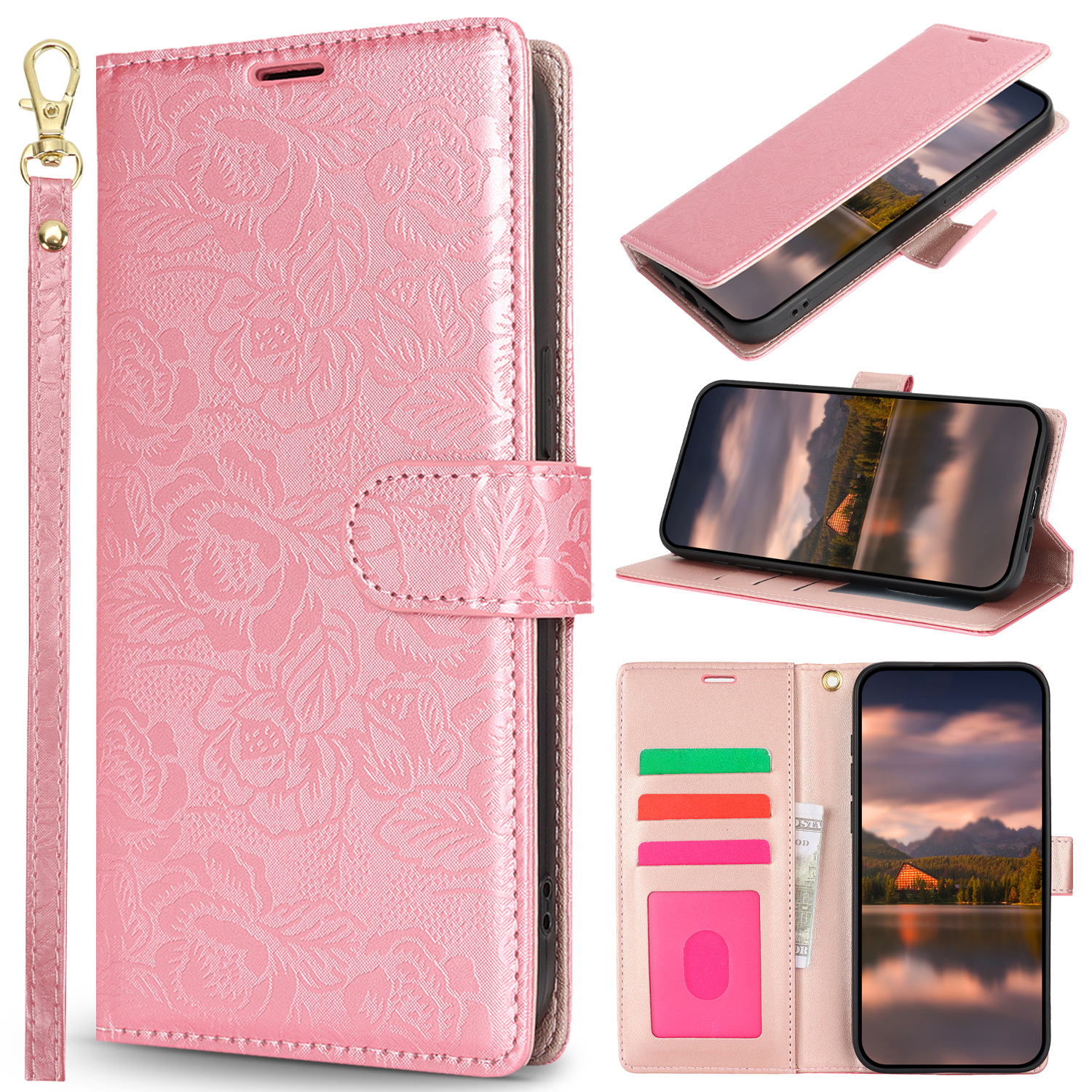 Lanyard Leather Wallet Card Phone Case for Samsung Galaxy S24 Ultra S23 Plus S22 S21