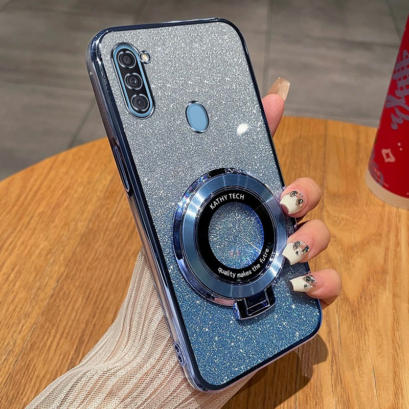 Luxury Glitter Plating Magnetic Holder Phone Case For Samsung Galaxy A11