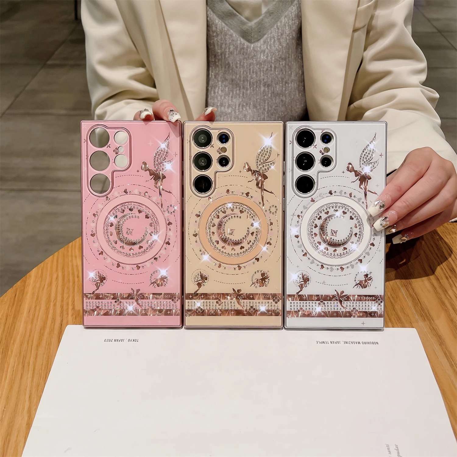 Glittering Crystals Pattern Magnetic Phone Case for Samsung Galaxy S24 S23 S22 Plus Ultra