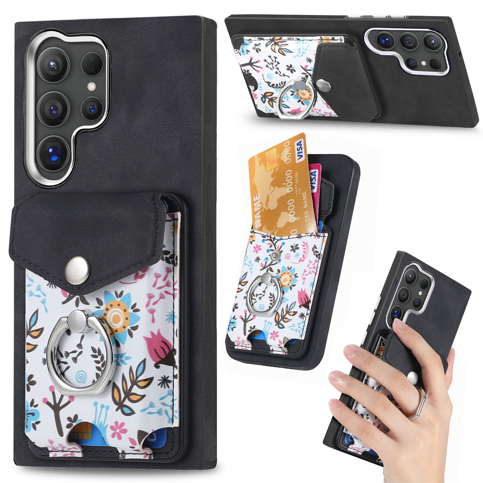 2-in-1 Magnetic Detachable Painted Card Slot Wallet Case for Samsung Galaxy S24 S23 S22 Series