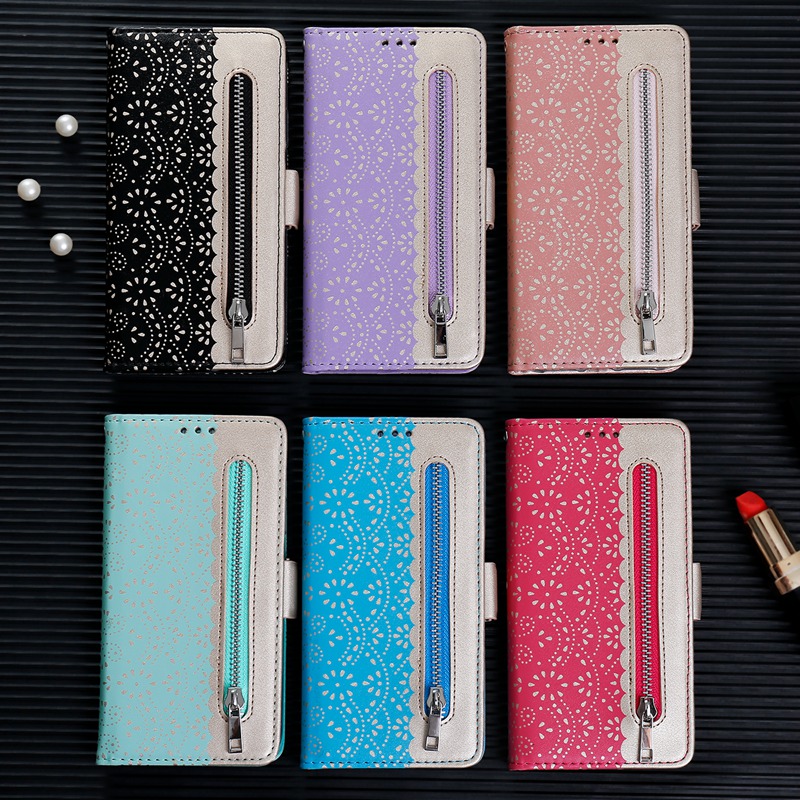 Luxury Lace Flower Zipper Wallet Case for Samsung Galaxy S23FE