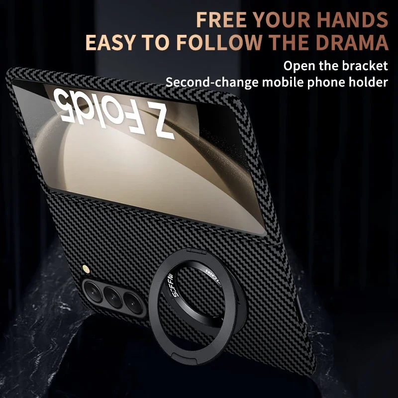 Ultra Thin Matte Carbon Fiber Wireless Charging Magnetic Ring For Samsung Galaxy Z Fold 5 4 3 