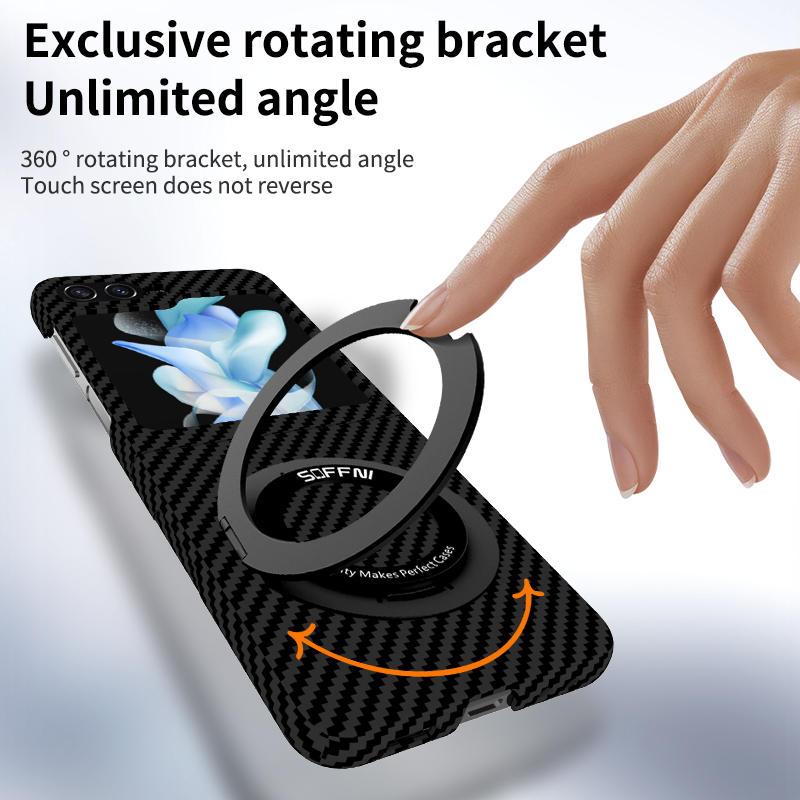 Ultra Thin Matte Carbon Fiber Wireless Charging Magnetic Ring for Samsung Galaxy Z Flip 5 4 3 