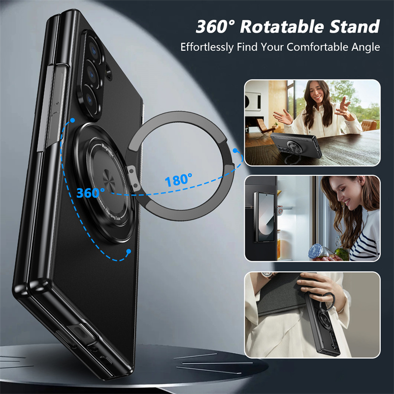 Luxury Matte Solid Color 360° Rotating Bracket Phone Case For Samsung Galaxy Z Fold 6 5 4 3 