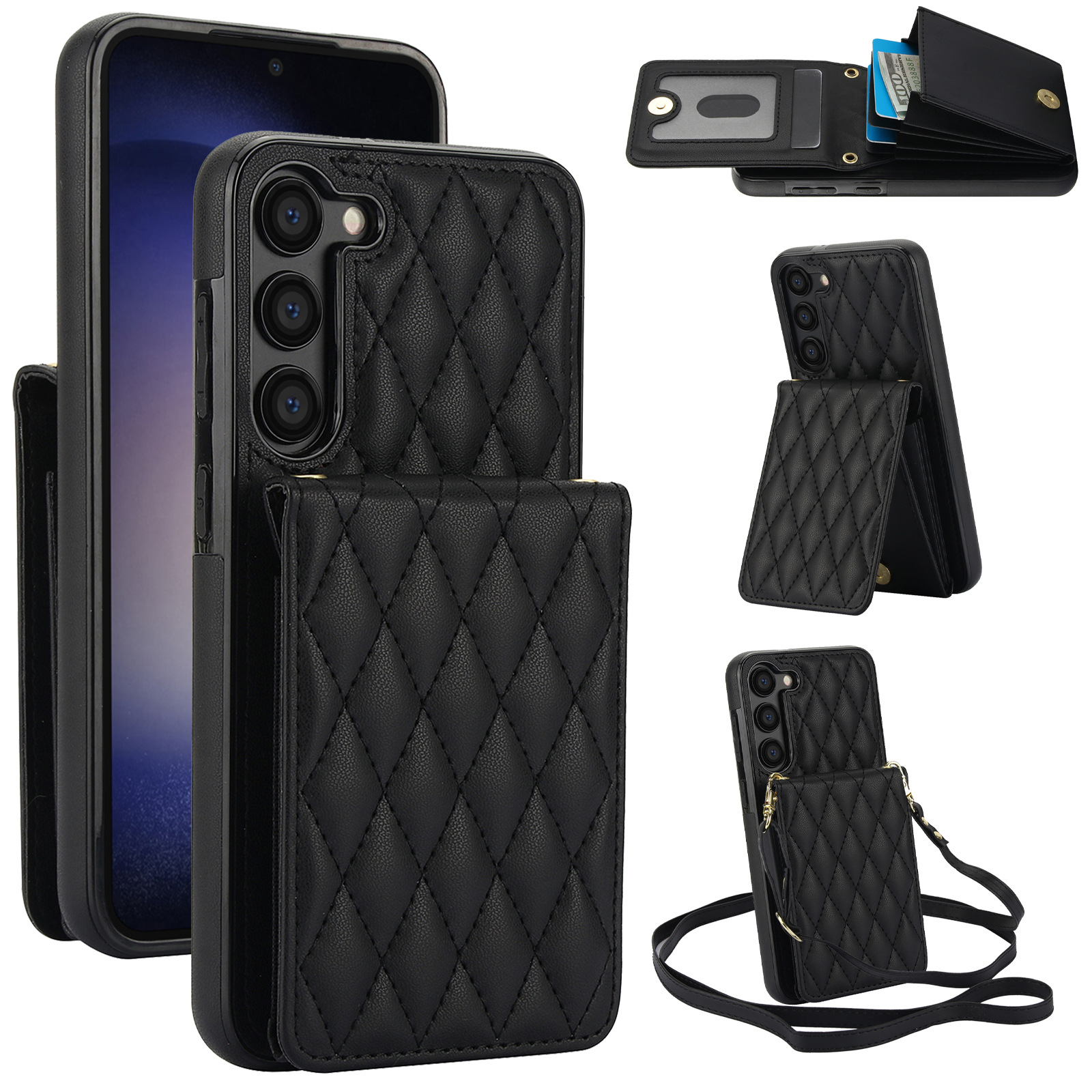 Crossbody Lanyard Leather Wallet Card Phone Case for Samsung Galaxy A55 A35 A25 A15