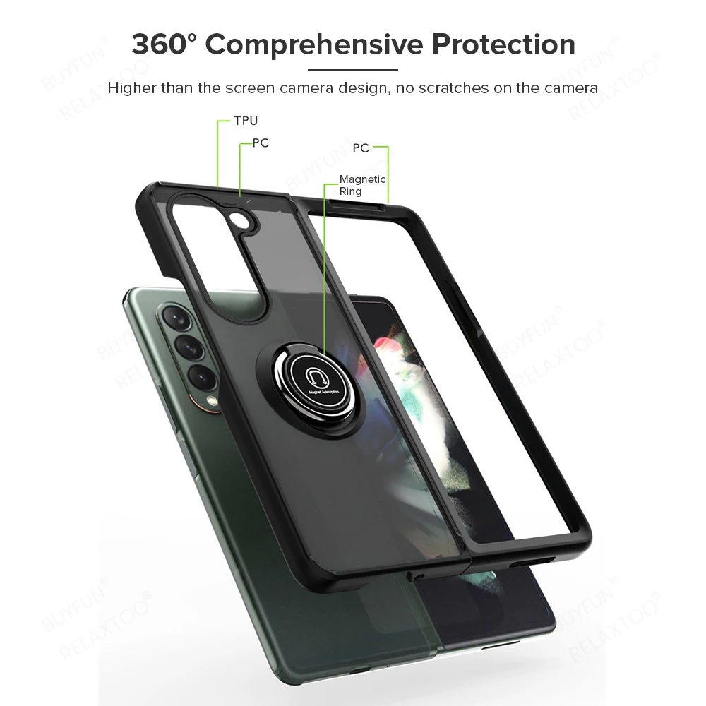 Armor Magnet Ring Holder Shockproof Case For Samsung Galaxy Z Fold 6/5/4/3 
