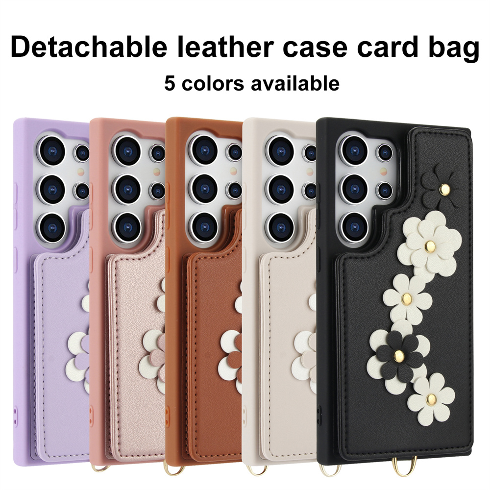 Crossbody Leather Rope Wallet Wrist Strap Phone Case for Samsung For S24 Ultra Plus