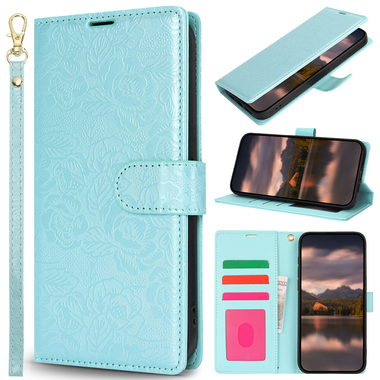 Lanyard Leather Wallet Card Phone Case for Samsung Galaxy S24 Ultra S23 Plus S22 S21